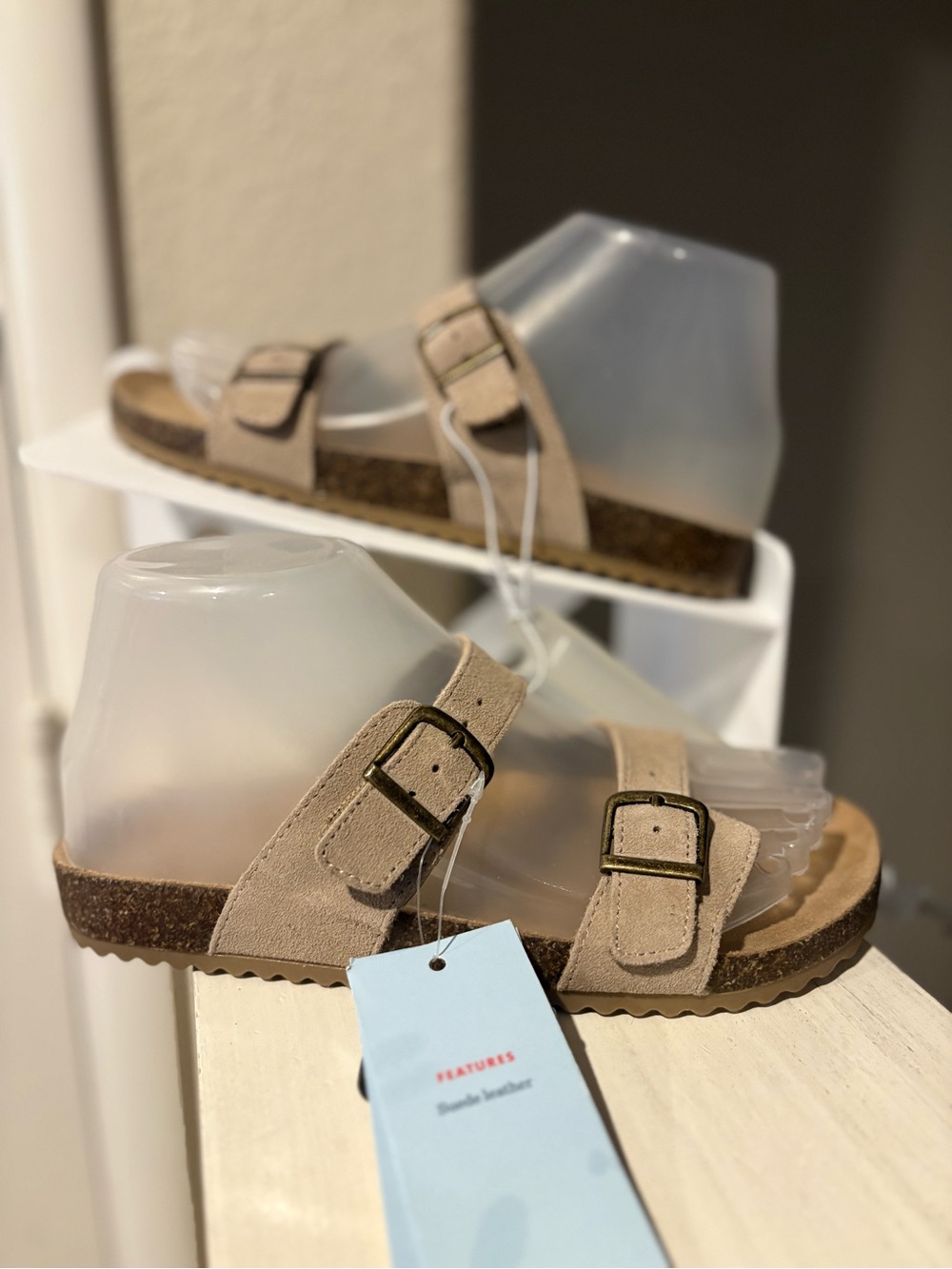 Cat & Jack Size 3 Youth Little Girls Sandals Taupe Adjustable Straps Slip On NEW